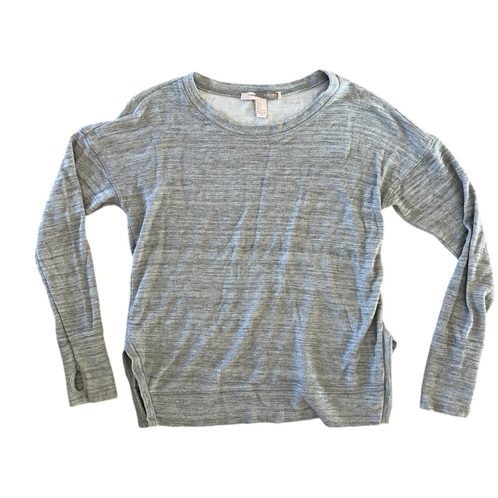 Forever 21 Womens Grey Long‎ Sleeve Knit Top with Thumbholes Small